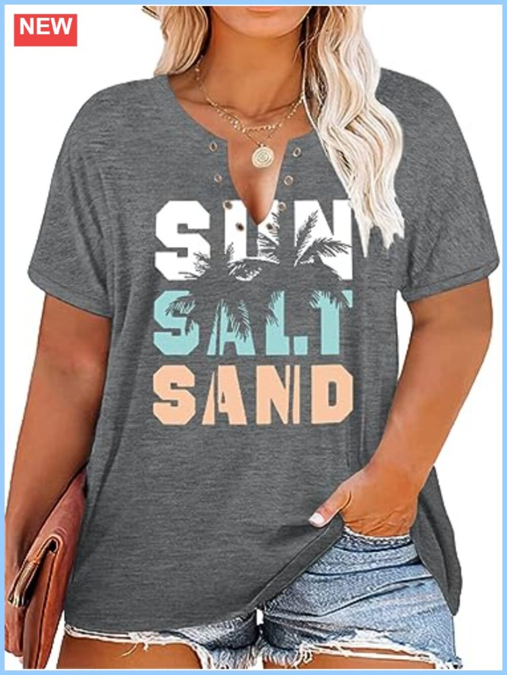 Plus Size Graphic V-Neck Tank Top Women Sexy Ring Hole Summer Beach Tee Loose